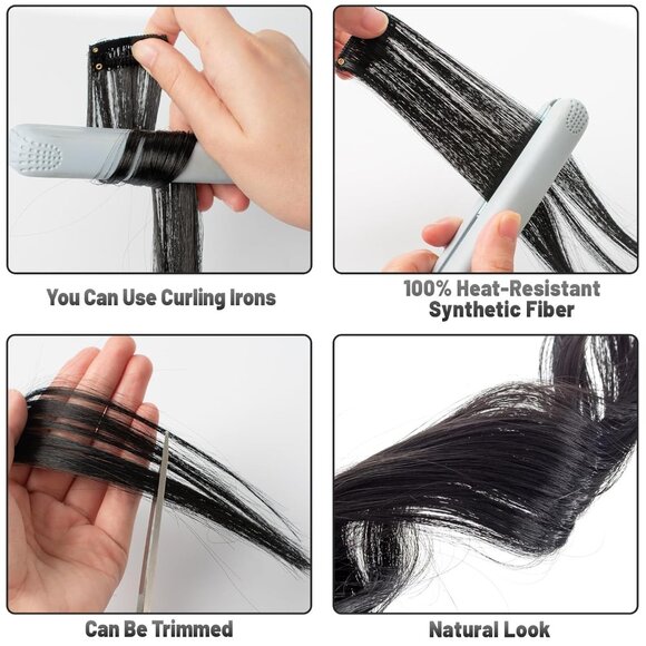 22" Colored Hair Extensions 10 PCS-Black - Picture 5 of 6